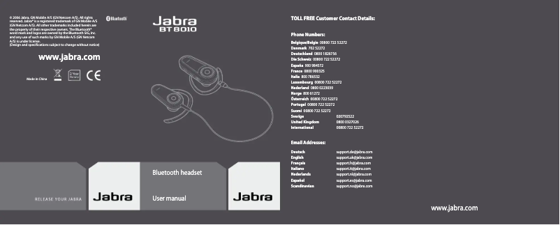 Page n°1 - Manuel utilisateur Jabra BT8010