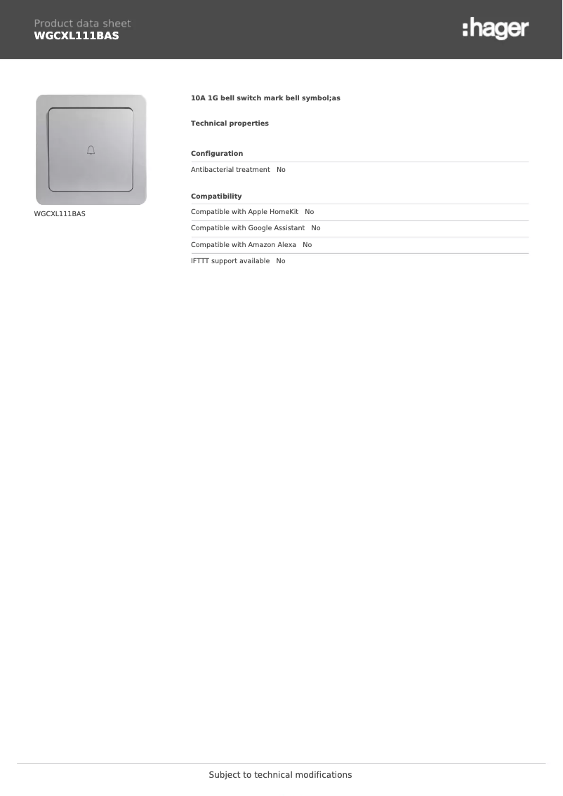 Image de la première page du manuel de l'appareil WGCXL111BAS