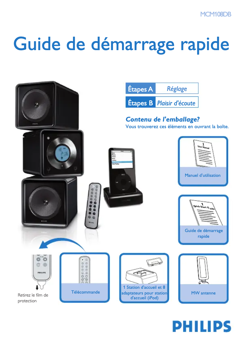 Page n°1 - Guide de démarrage rapide Philips MCM108DB