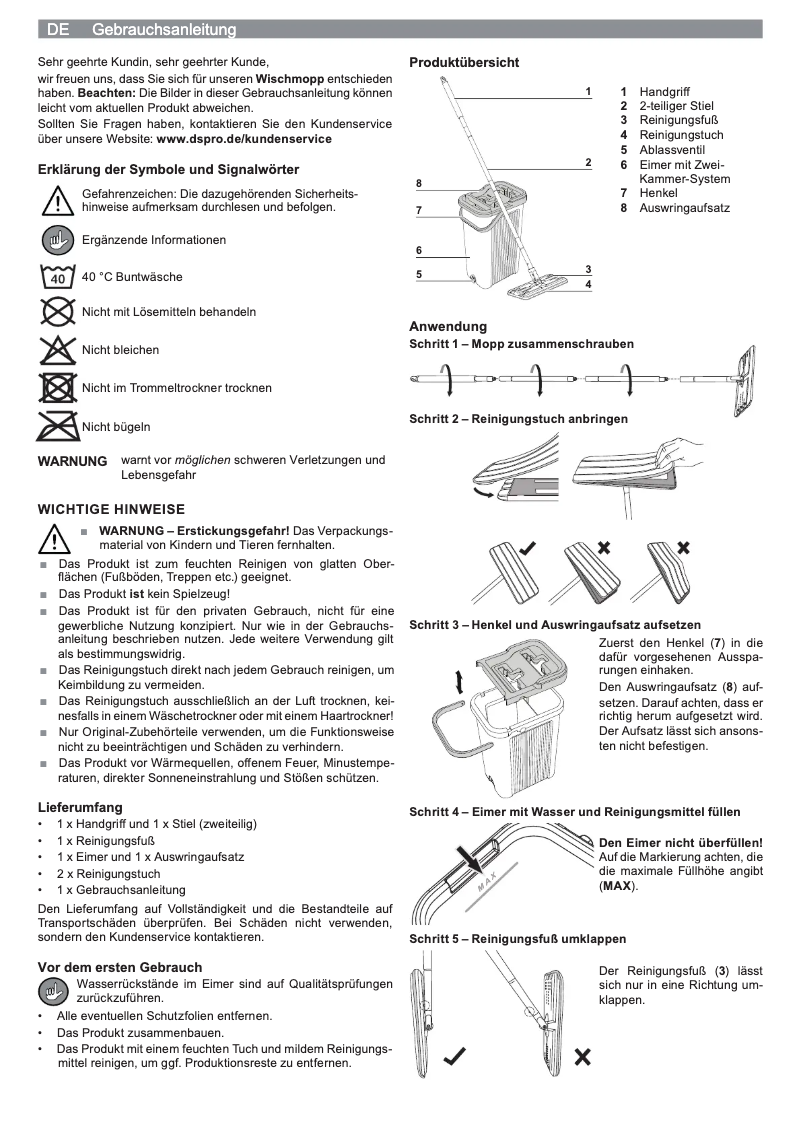 Page 1 de la notice Manuel utilisateur Cleanmaxx 04020