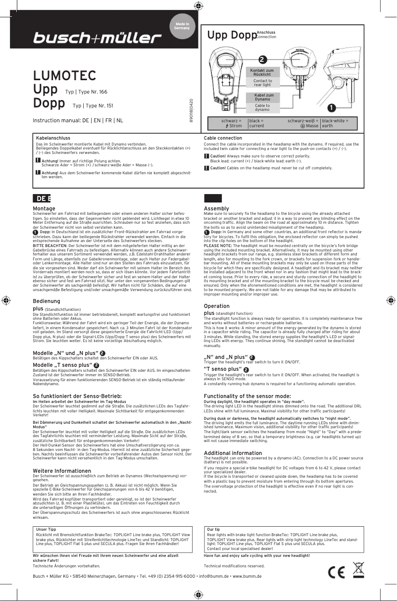 Página 1 del manual Instrucciones / montaje Busch + Müller DOPP