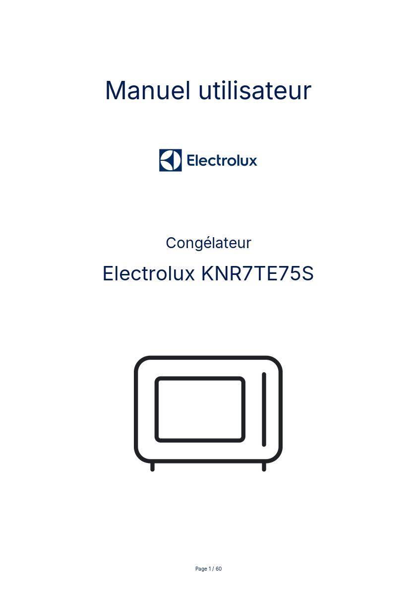 Page n°1 - Manuel utilisateur Electrolux KNR7TE75S