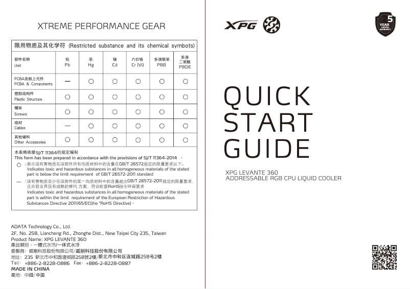 Image de la première page du manuel de l'appareil Levante 360