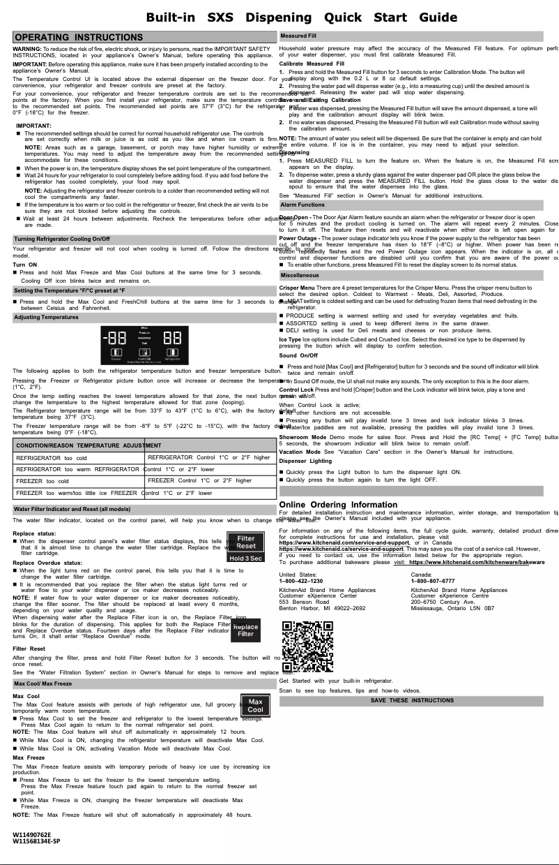 Page 1 de la notice Guide de démarrage rapide KitchenAid KBSD708MBS