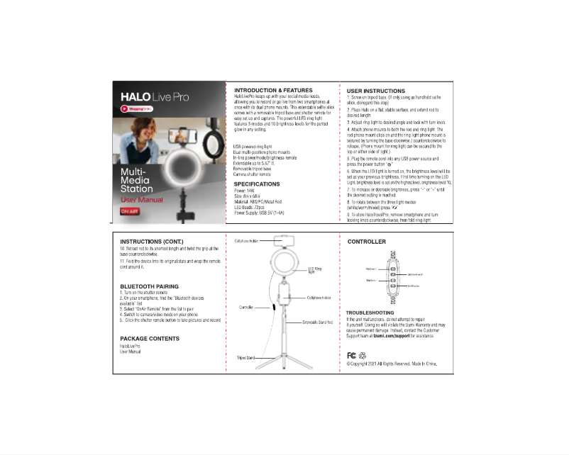 Page 1 de la notice Manuel utilisateur On Air Halo Live Pro