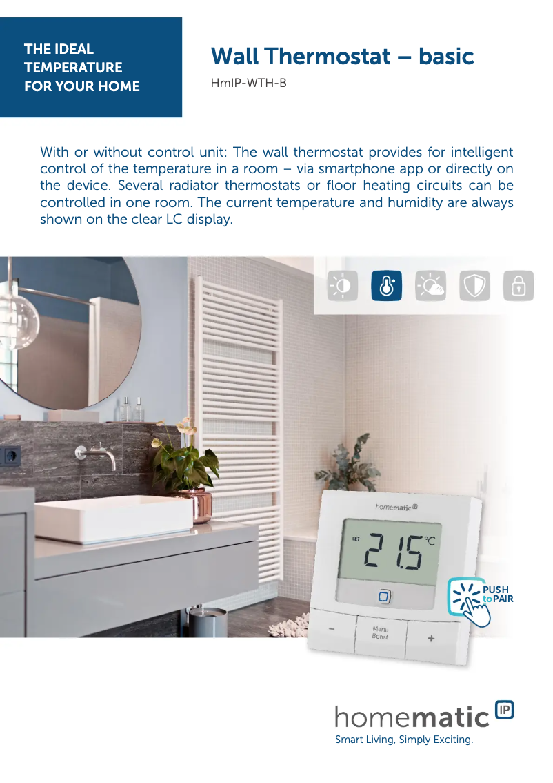Page 1 de la notice Fiche technique Homematic IP HmIP-WTH-B