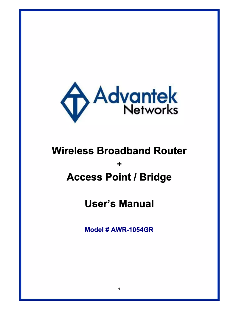 Page 1 de la notice Manuel utilisateur Advantek Networks AWR-1054GR