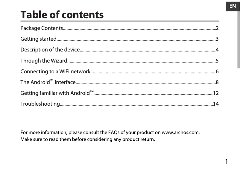 Page 1 de la notice Manuel utilisateur Archos Cobalt 70b