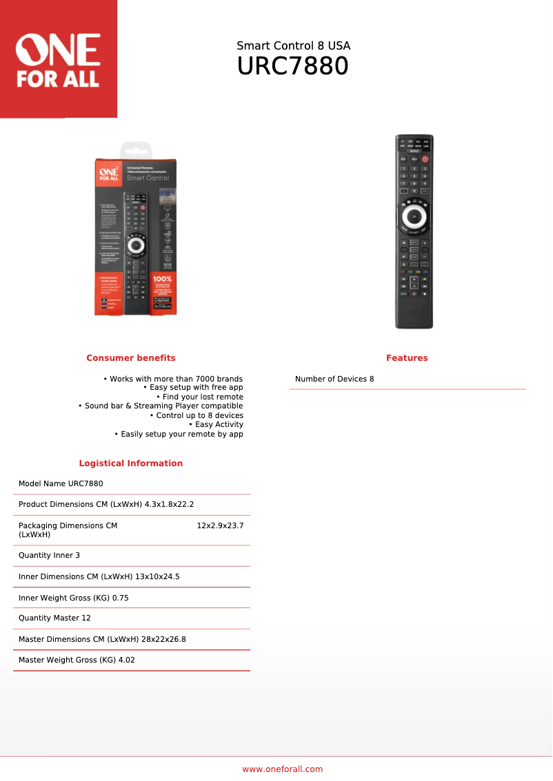 Image de la première page du manuel de l'appareil URC7880