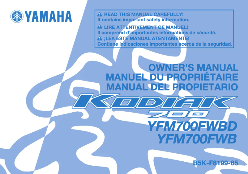 Page 1 de la notice Manuel utilisateur Yamaha Kodiak 700 (2023)