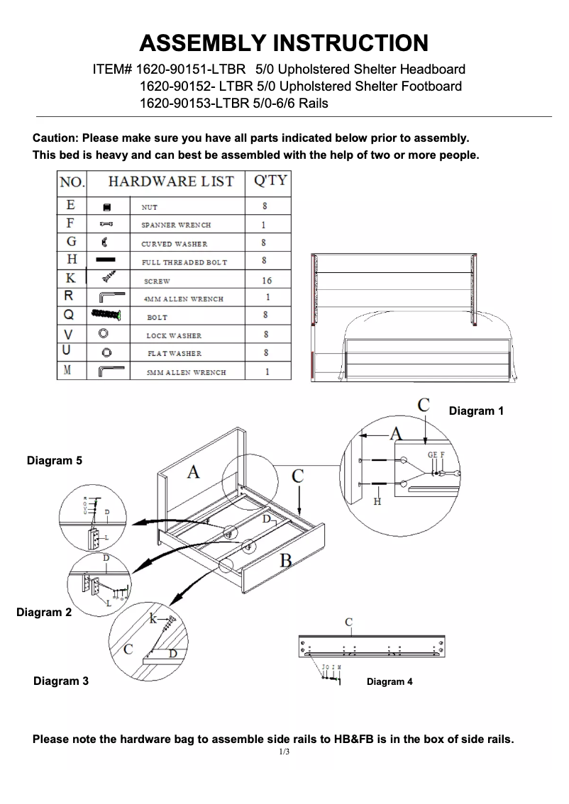 Page 1 de la notice Manuel utilisateur Hooker 1620-90151-LTBR