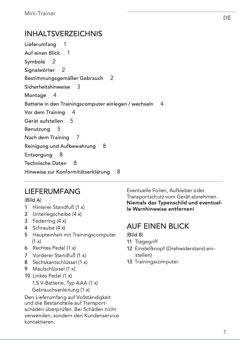 Page n°1 - Manuel utilisateur VitalMaxx 05032