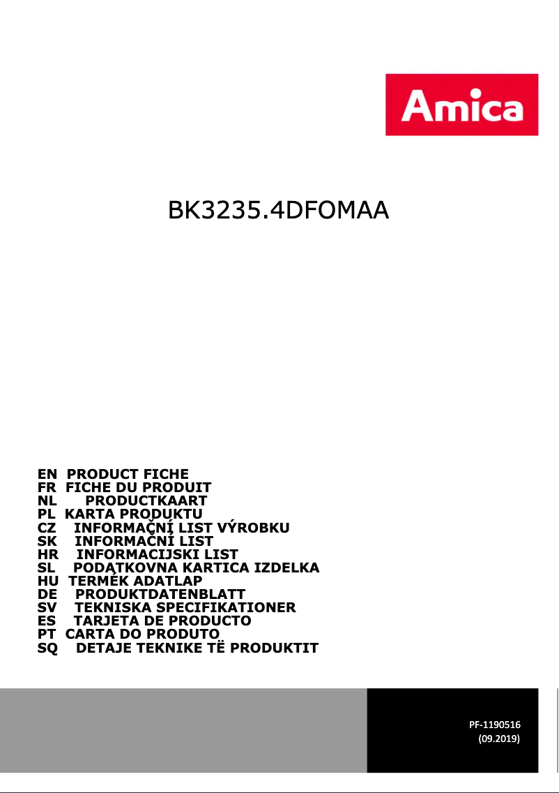 Page n°1 - Manuel utilisateur Amica BK3235.4DFOMAA