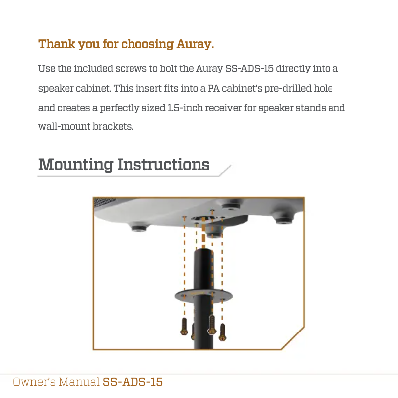 Page 1 de la notice Manuel utilisateur Auray SS-ADS-15