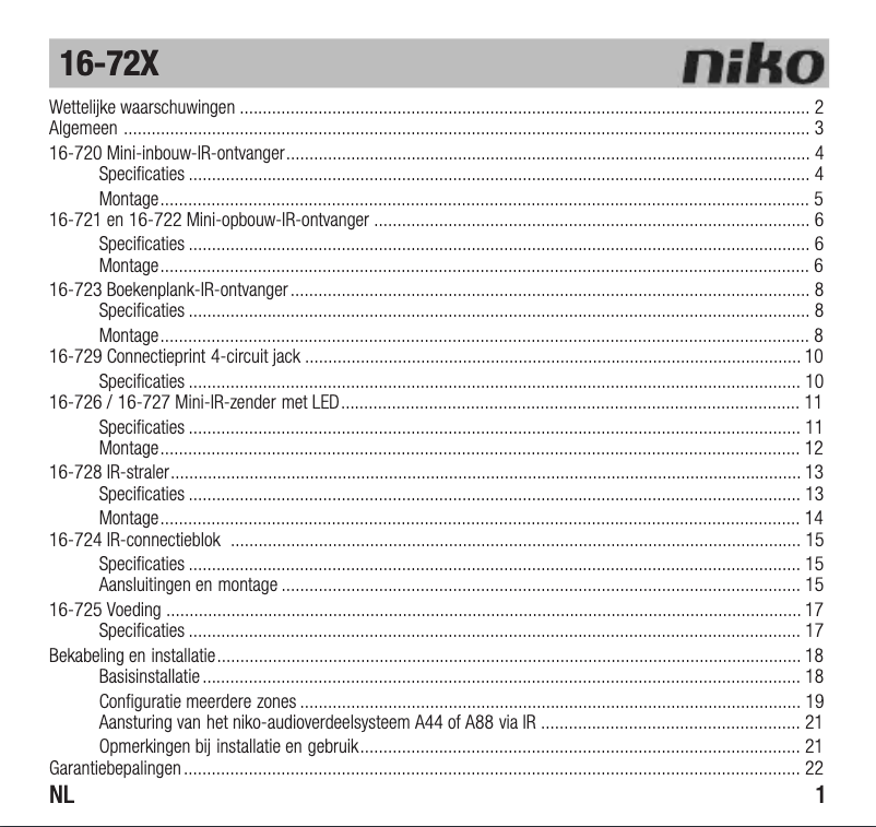 Página 1 del manual Manual de usuario Niko 16-732