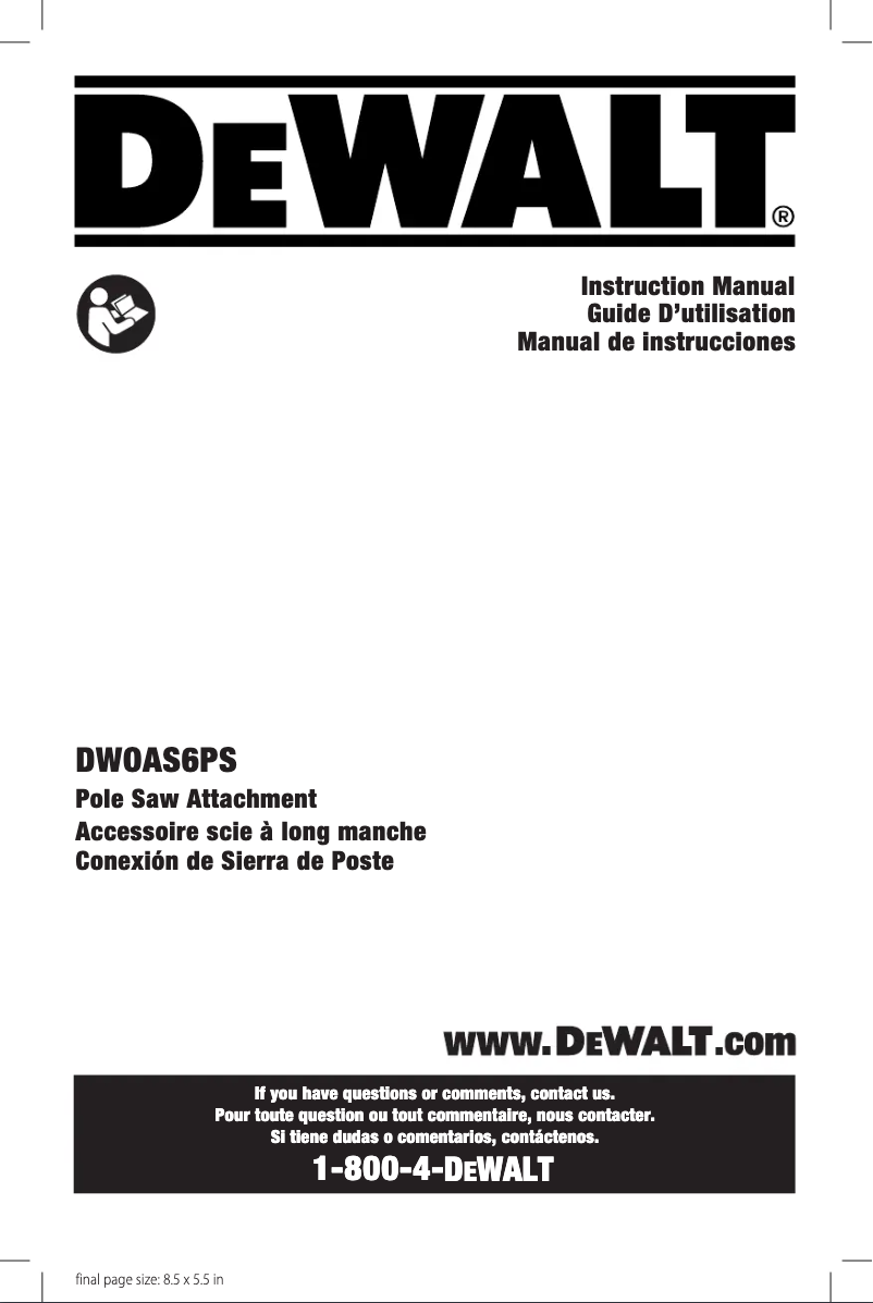 Page n°1 - Manuel utilisateur DeWalt DWOAS6PS