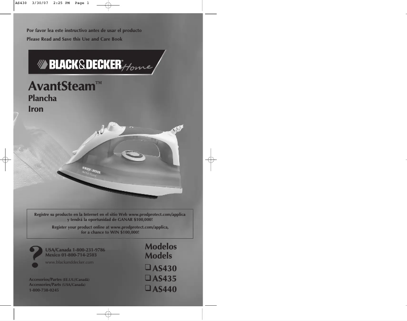 Page 1 de la notice Manuel utilisateur Black & Decker AS430
