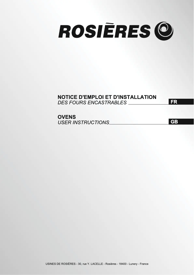 Page 1 de la notice Manuel utilisateur Rosieres RFA 2 VIN