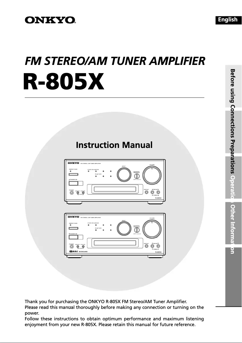 Image de la première page du manuel de l'appareil R-805X