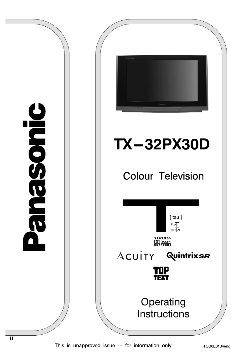 Page 1 de la notice Manuel utilisateur Panasonic TX-32PX30D