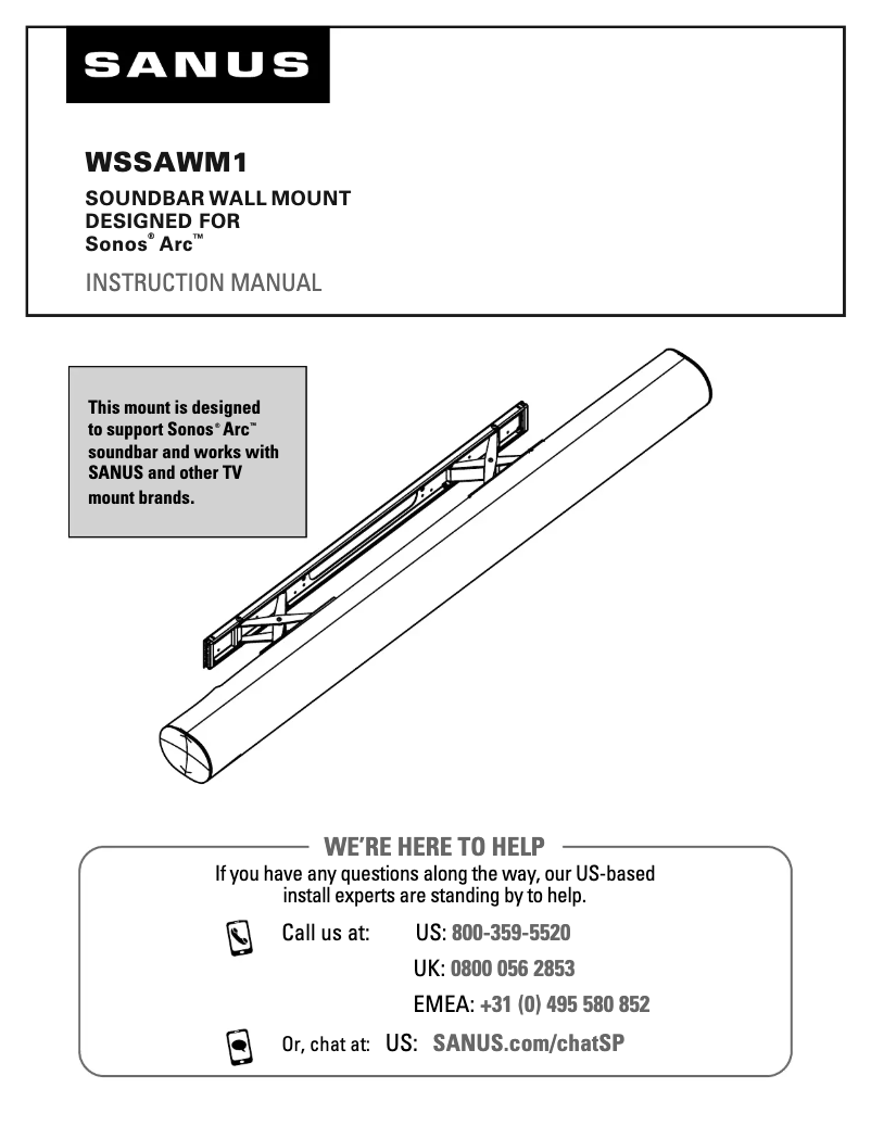 Page 1 de la notice Guide d'installation Sanus WSSAWM1