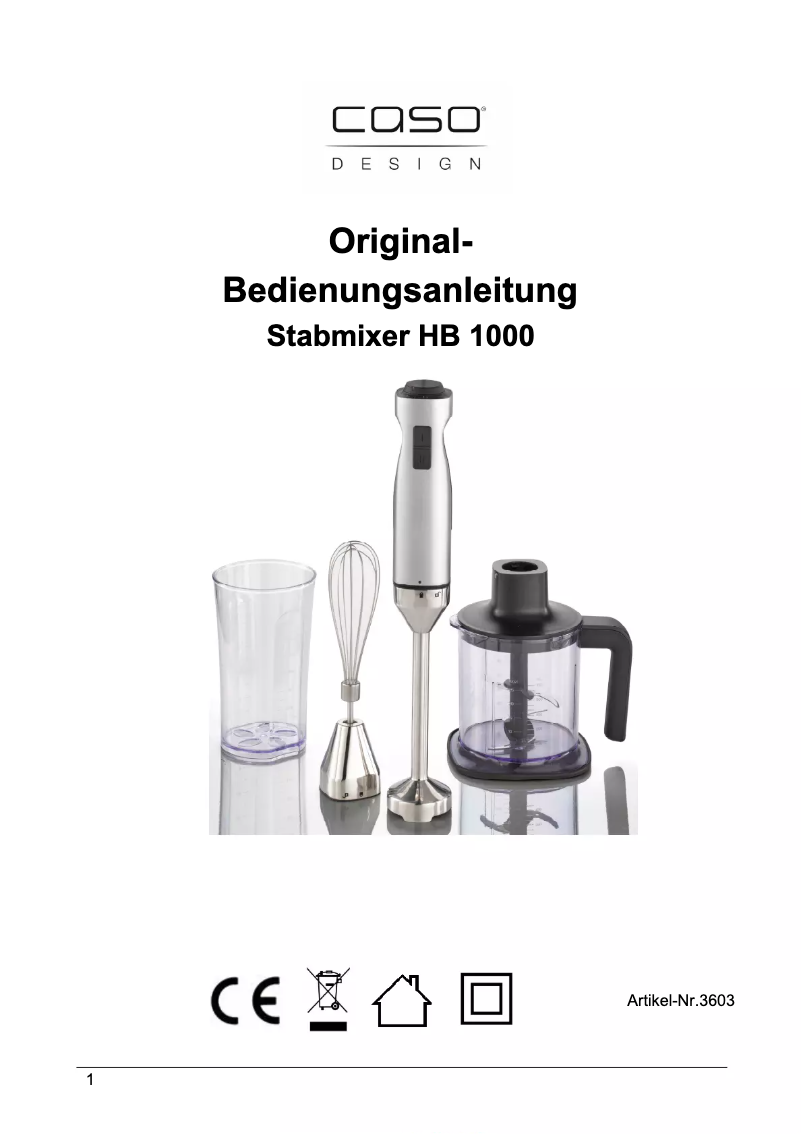 Page 1 de la notice Manuel utilisateur Caso HB 1000