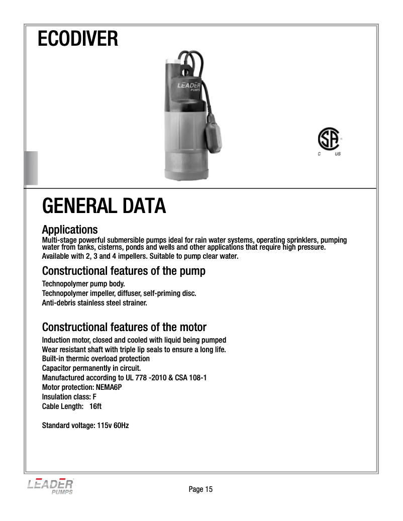 Image de la première page du manuel de l'appareil ECODIVER