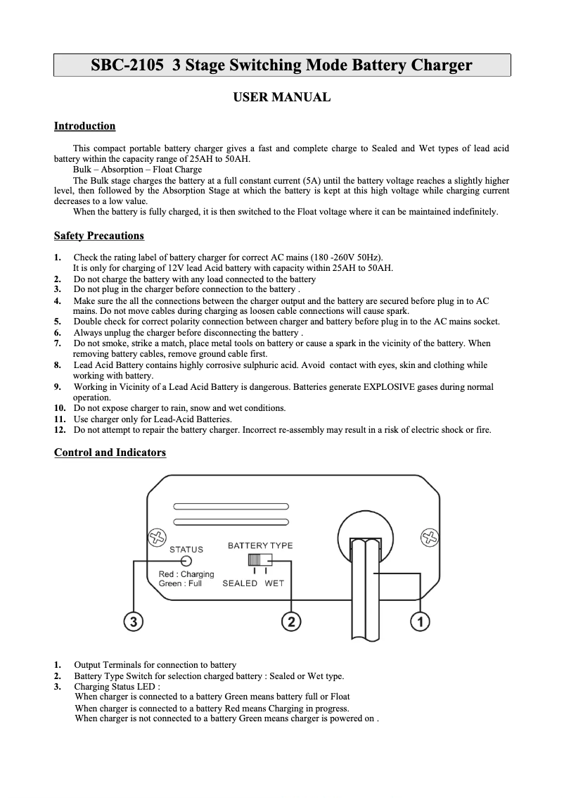 Page n°1 - Manuel utilisateur Manson SBC-2105