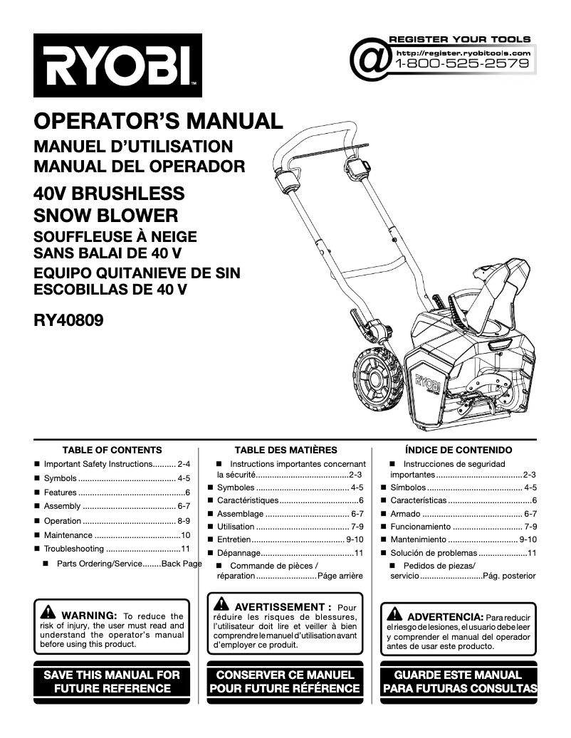 Imagen de la primera página del manual del dispositivo RY40809