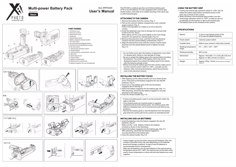 Image de la première page du manuel de l'appareil XTCG6D