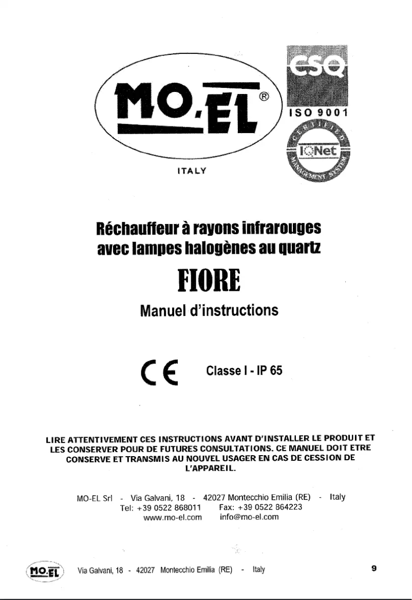 Page n°1 - Manuel utilisateur MO-EL Fiore 76799N