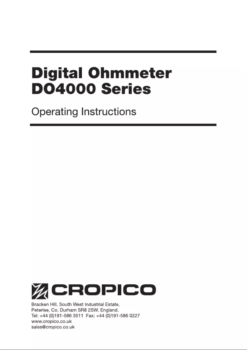 Page n°1 - Manuel utilisateur Cropico DO4000