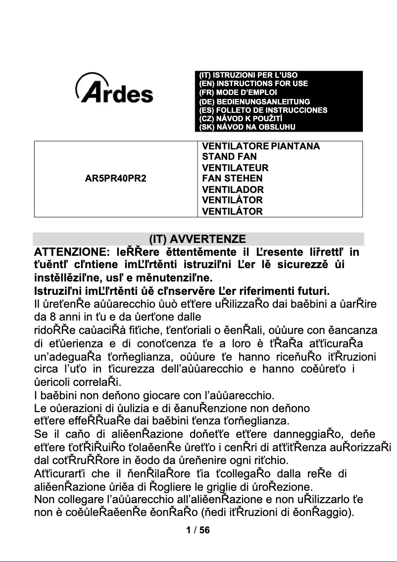 Page 1 de la notice Manuel utilisateur Ardes AR5PR40PR2