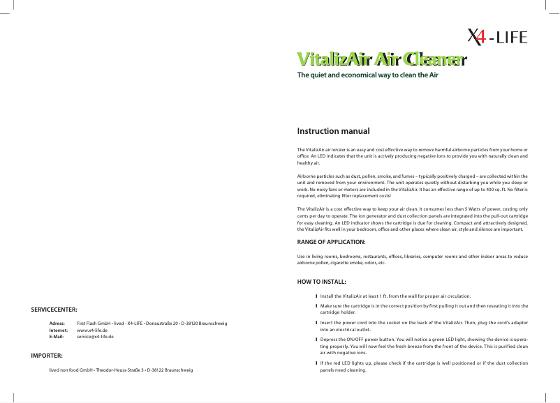 Page n°1 - Manuel utilisateur X4-LIFE VA4620