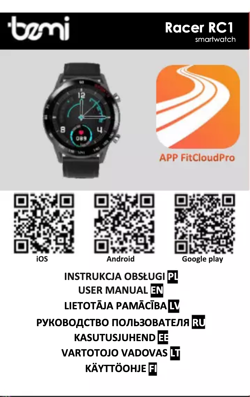 Image de la première page du manuel de l'appareil Racer RC1