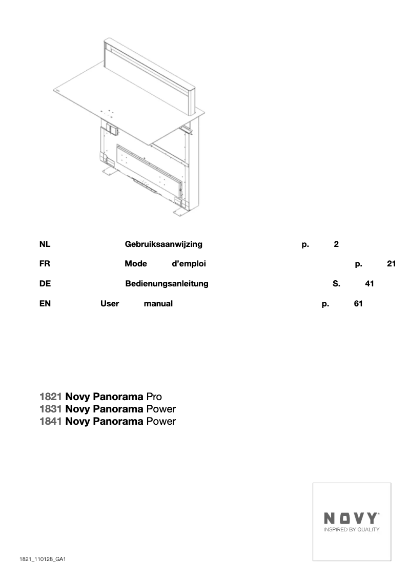 Page n°1 - Manuel utilisateur Novy Panorama Power 1831