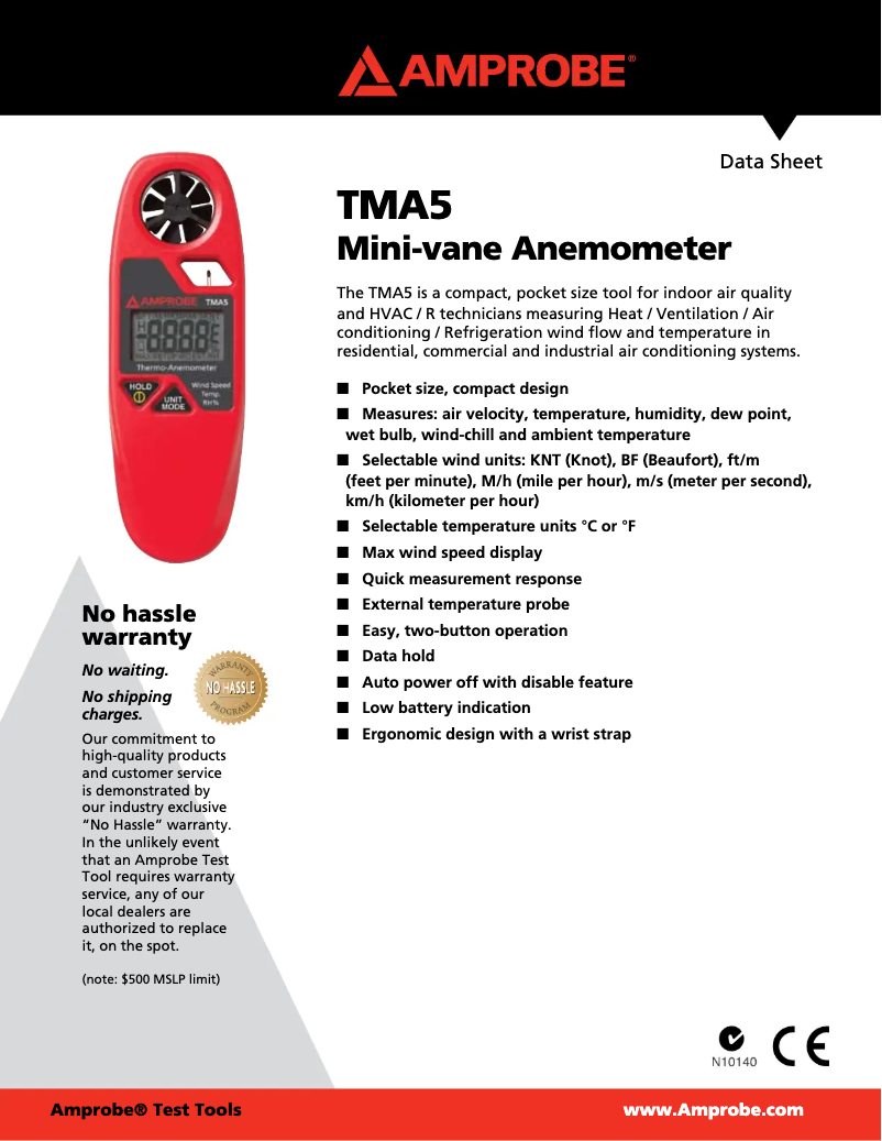 Página 1 del manual Ficha técnica Amprobe TMA5