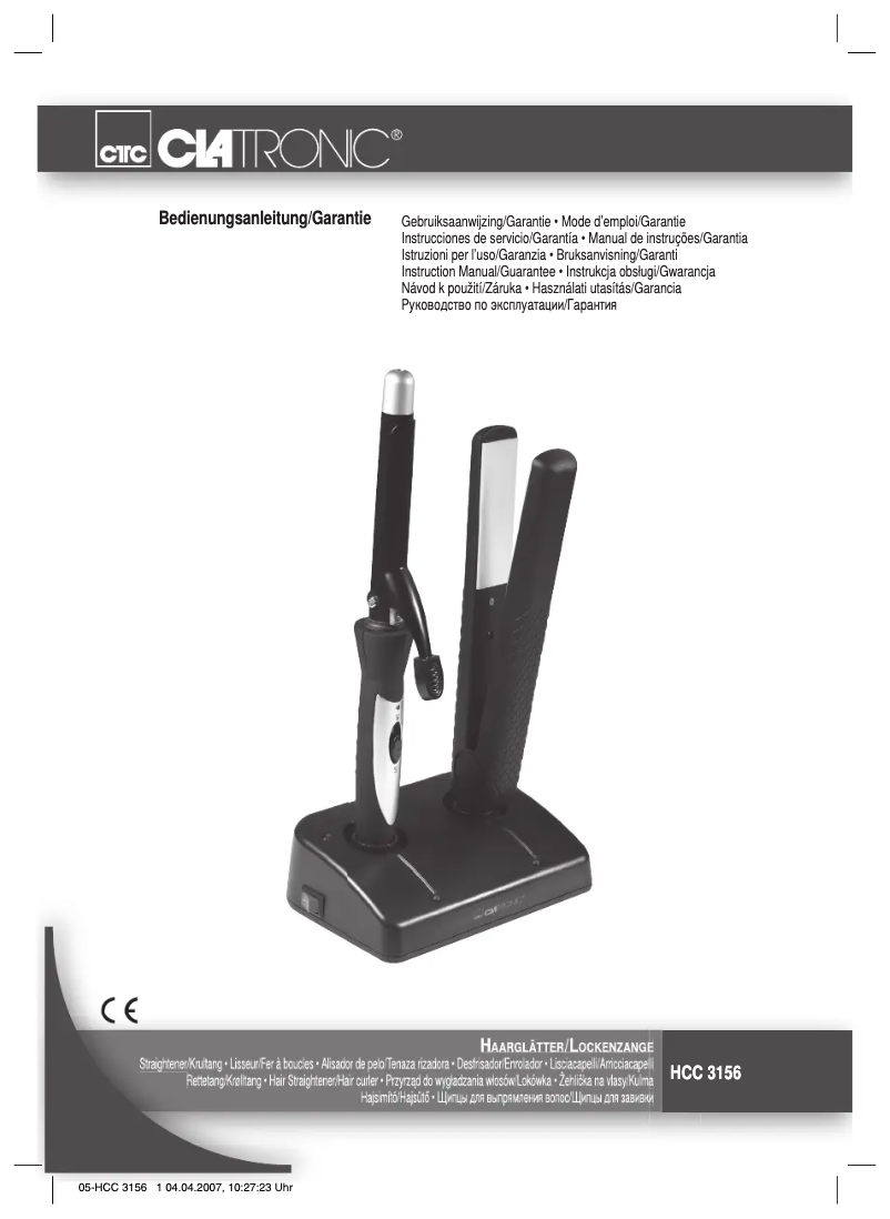 Image de la première page du manuel de l'appareil HCC 3156