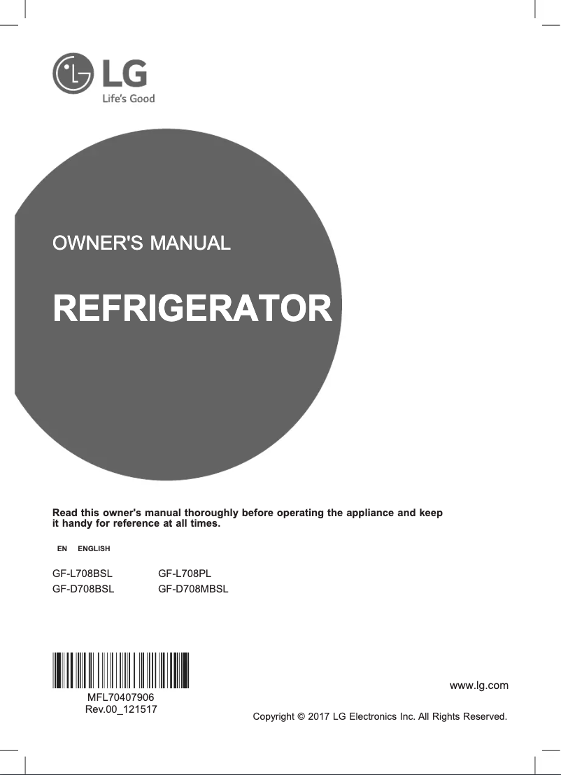 Page 1 de la notice Manuel utilisateur LG GF-L708PL