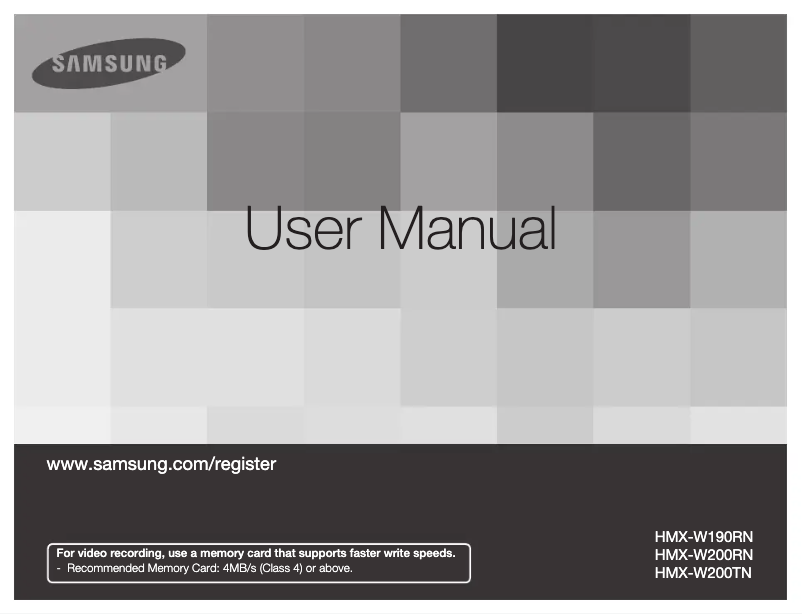 Page 1 de la notice Manuel utilisateur Samsung HMX-W200RN