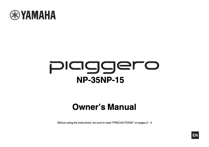 Image de la première page du manuel de l'appareil Piaggero NP-15