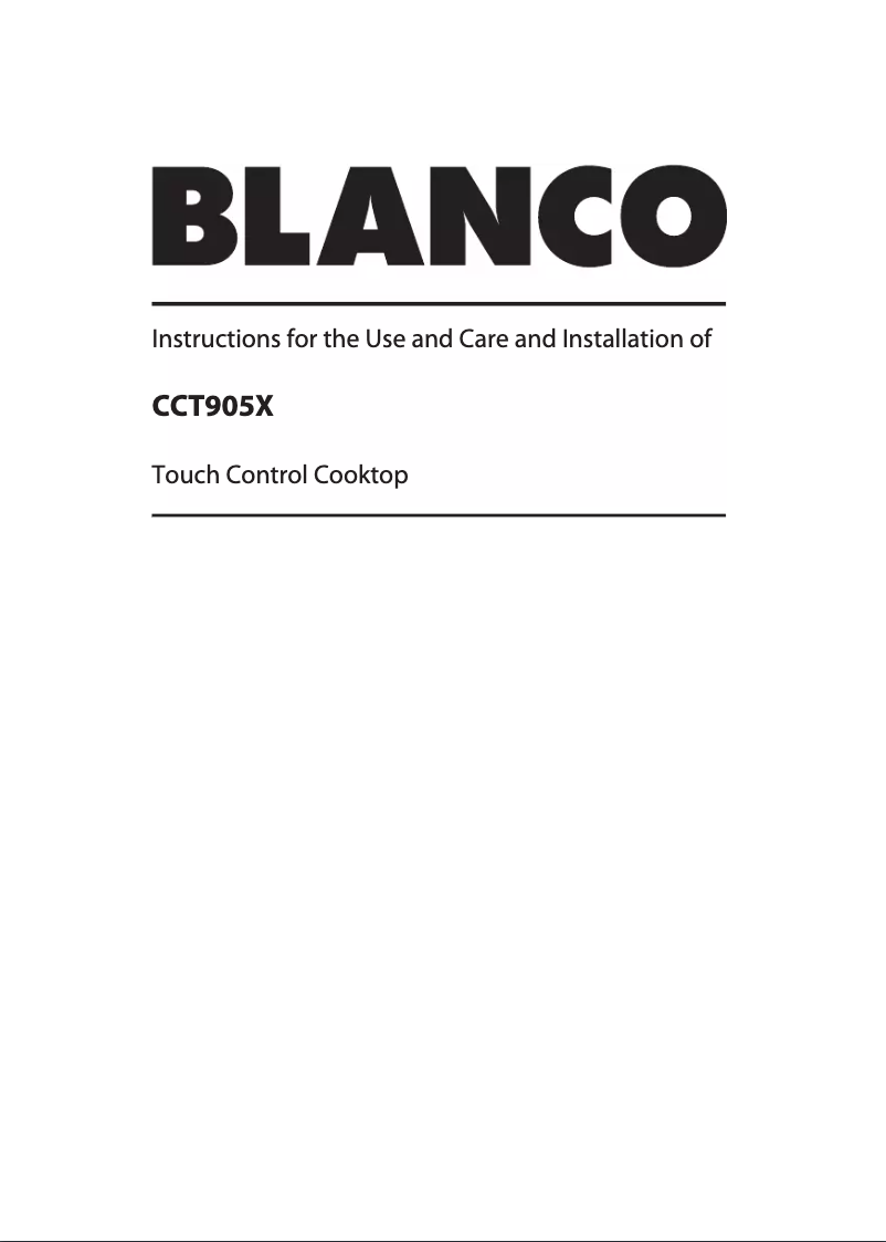 Page n°1 - Manuel utilisateur BLANCO CCT905X