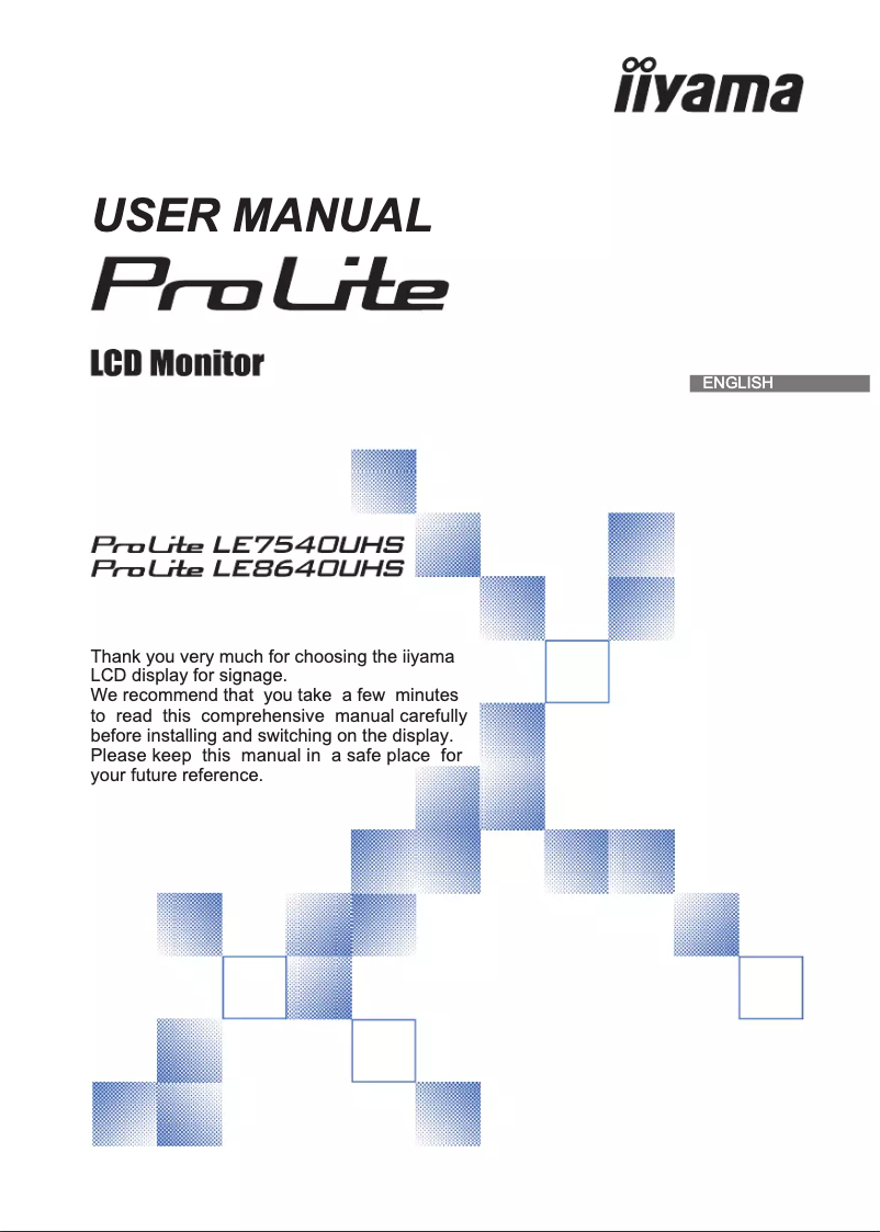 Image de la première page du manuel de l'appareil ProLite LE8640UHS