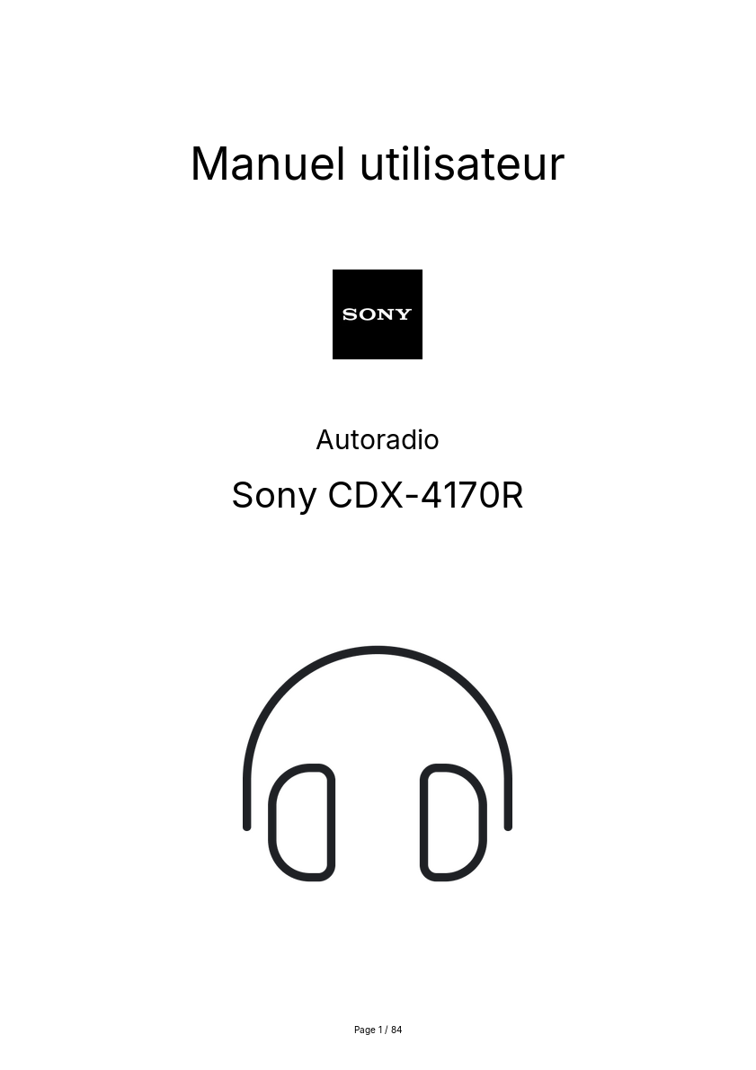 Page n°1 - Manuel utilisateur Sony CDX-4170R
