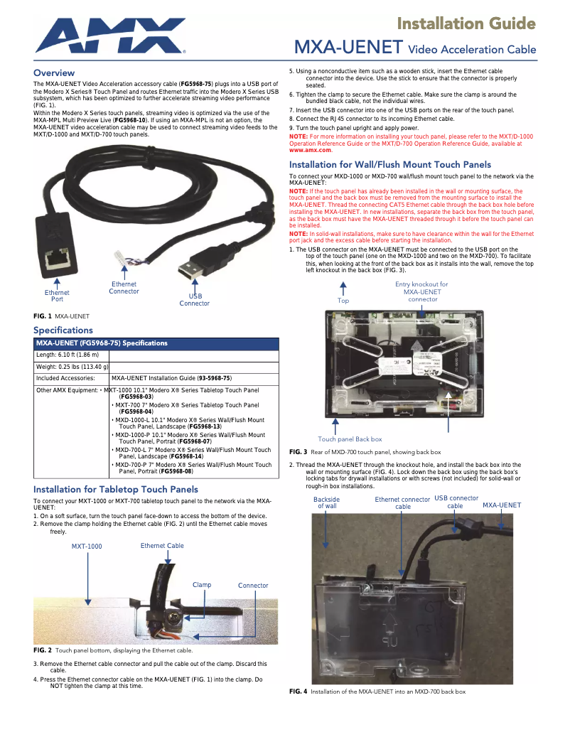 Page 1 de la notice Manuel utilisateur AMX MXA-UENET