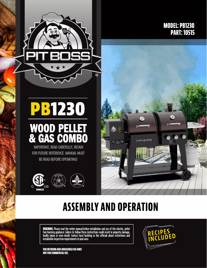 Page 1 de la notice Manuel utilisateur Pit Boss PB1230