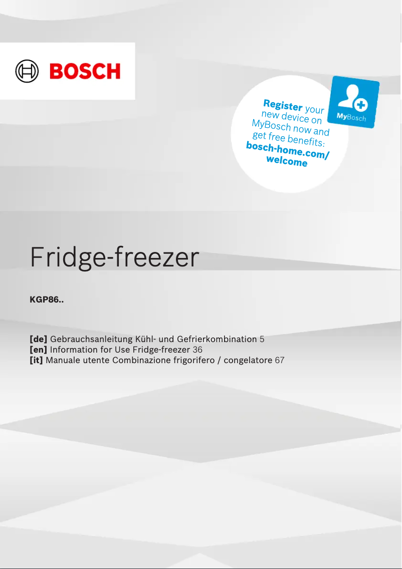 Página 1 del manual Manual de usuario Bosch KGP86FIC0N