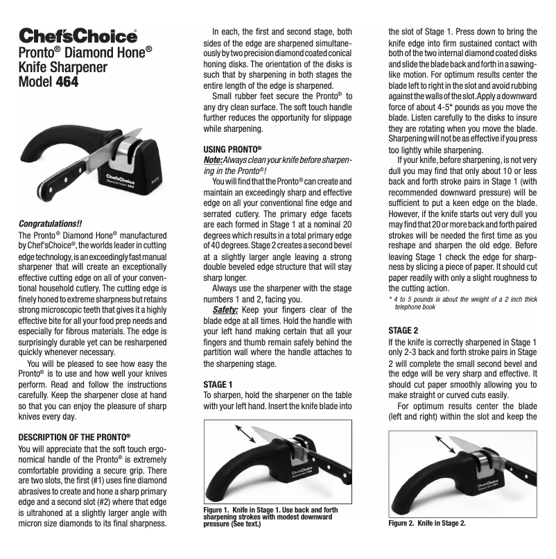 Page n°1 - Manuel utilisateur Chef's Choice Pronto 464