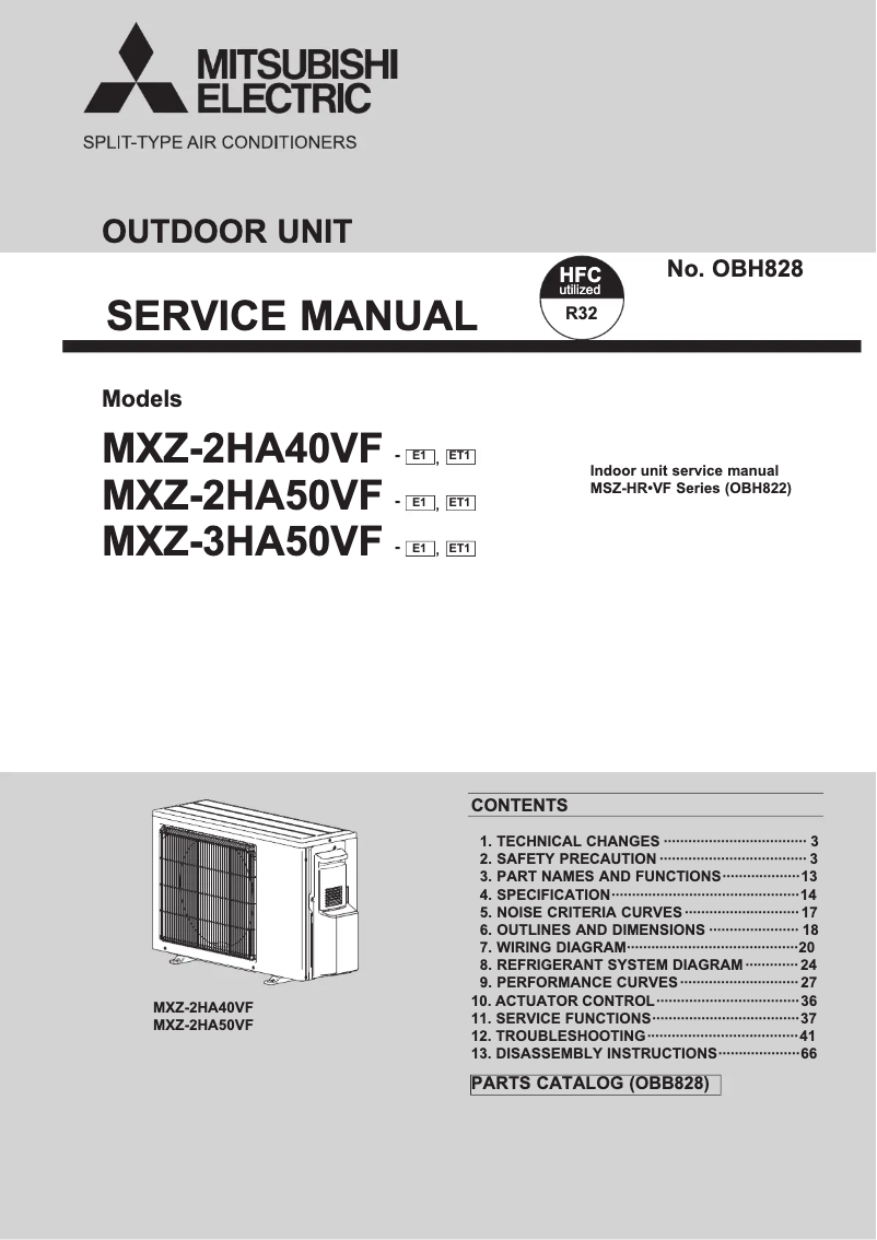 Image de la première page du manuel de l'appareil MXZ-2HA50VF