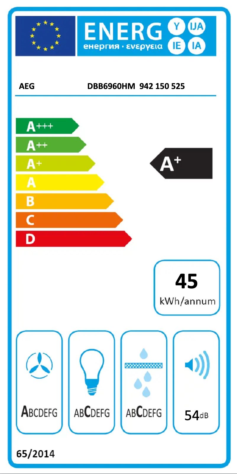 Page n°1 - Label énergétique AEG DBB6960HM